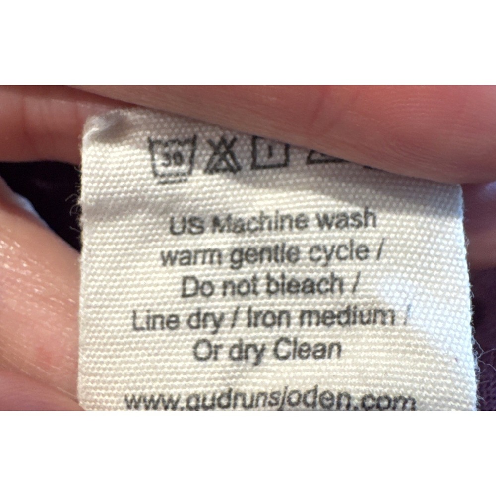 Gudrun Sjoden Purple Linen Midi Dress Button Up Embroidered Sleeveless Cottage M - Picture 9 of 9